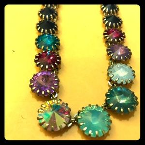 J. Crew rainbow swarovski statement necklace